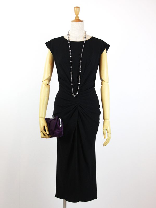 Christian Dior　シルクギャザードレス　ブラック